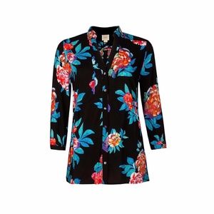 Maeve Anthro Woodland Walk Black Floral Shirt